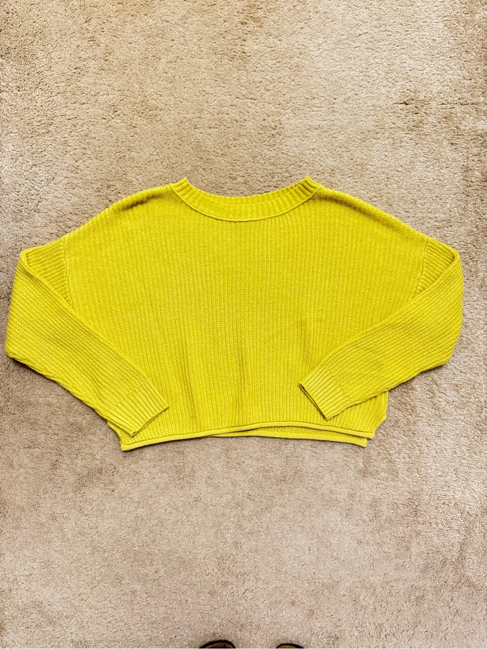 Yellow Cropped Knit Sweater
